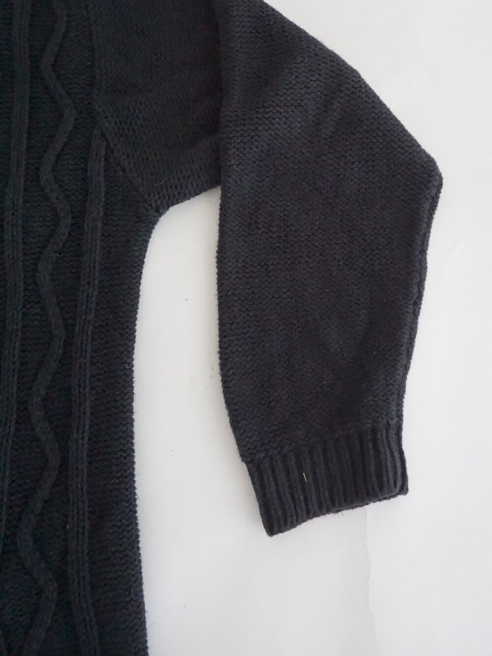 Vintage Cabin Creek Black Cable Knit Textured Cotton Blend Boho Cardigan 1X - Picture 3 of 11